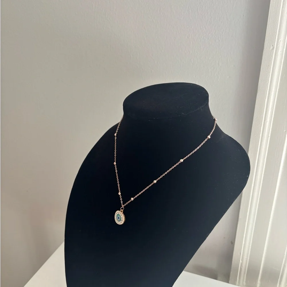 Gold-Tone Turquoise Heart Pendant Necklace - Picture 5 of 5